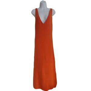 Free People Beach Blaine Long Sleeveless Ribbed Layer Dress L Burnt Orange